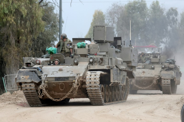 Israeli tanks move in southern Israel near the border with the Gaza Strip