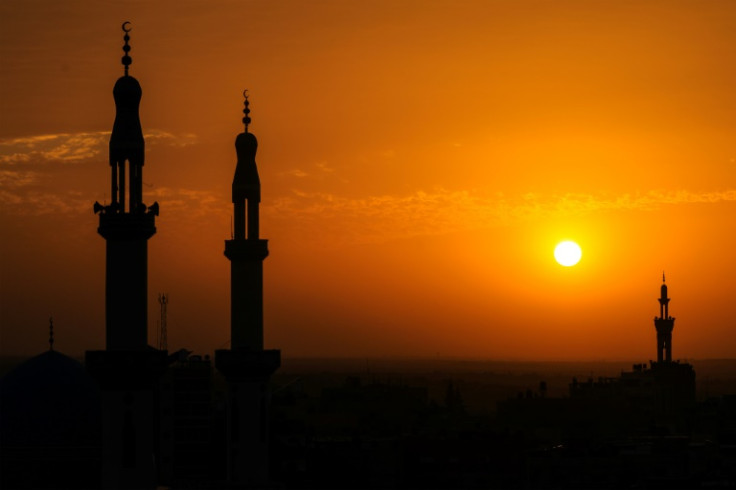 The sun sets in Rafah, the southern Gaza Strip, where many Palestinians have fled but Israeli air strikes have also hit