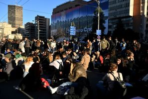 The road block protests in Belgrade appeared mainly to be carried out by students