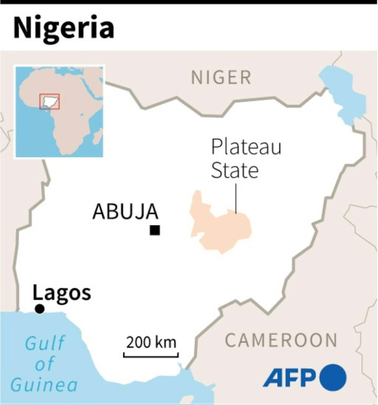 Map of Nigeria locating Plateau State where at least 160 people were killed in an attack on Saturday.