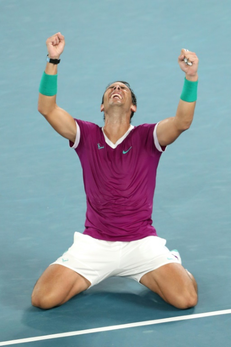 Spain's Rafael Nadal celebrates his victory in the 2022 Australian Open final