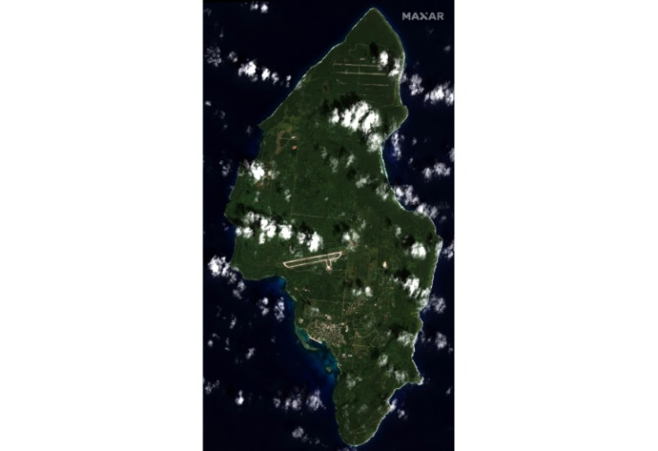 This January 10, 2022 satellite image released on December 28, 2023 by Maxar Technologies shows the island of Tinian, where the US is reviving a World War II-era airfield