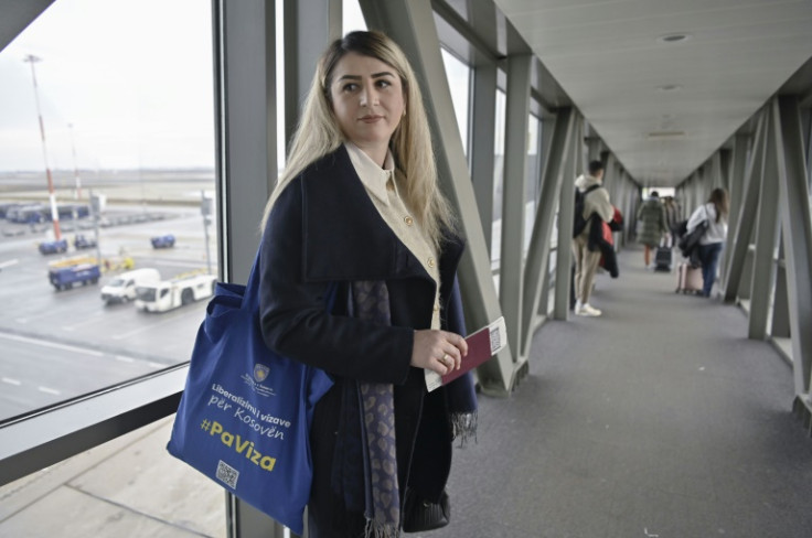 Winners of a quiz to raise awareness of the new visa scheme were given bags emblazoned with the words 'Visa Liberalisation for Kosovo #WithoutVisa'