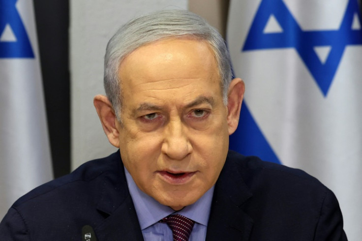 Israeli Prime Minister Benjamin Netanyahu chairs a cabinet meeting in Tel Aviv on December 31, 2023