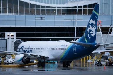 An Alaska Airlines Boeing 737 MAX 9 plane sits at a gate at Seattle-Tacoma International Airport in Seattle, Washington