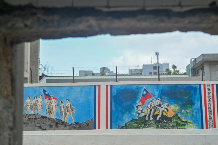 Patriotic paintings at the main opposition Kuomintang (KMT) party branch in Kinmen