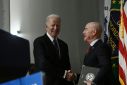 US President Joe Biden (left) and Homeland Security Secretary Alejandro Mayorkas are both facing Republican-led impeachment hearings