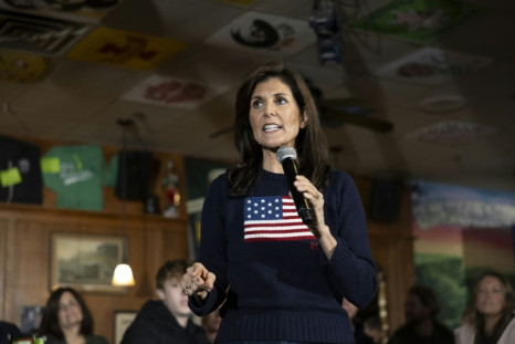 US Republican presidential candidate Nikki Haley speaks at a campaign stop