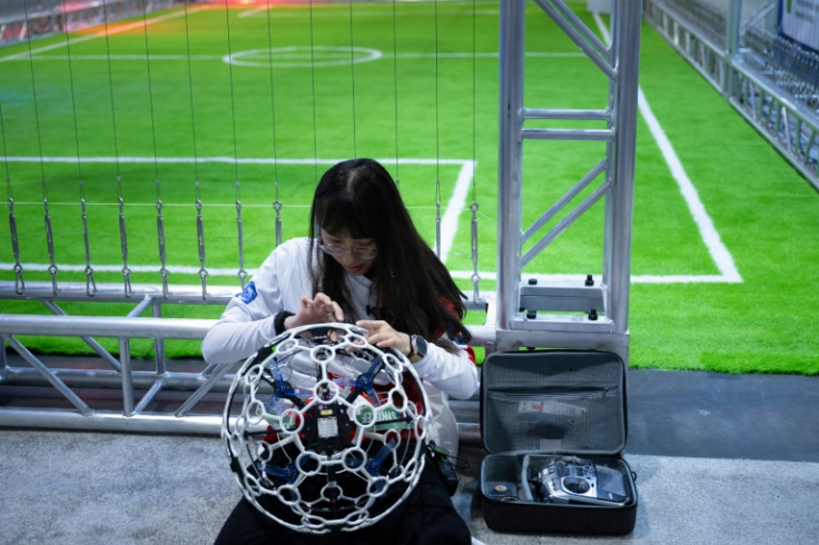 Breaks are built into drone soccer matches so that players can make necessary repairs