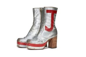 Silver leather platform boots are one of the many items belonging to Elton John that will be up for auction at Christie's in New York in February 2024