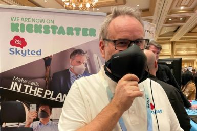 Wearing the Skyted silent mask, 'your voice doesn't go out and noise doesn't come in,' company founder Stephane Hersen explains