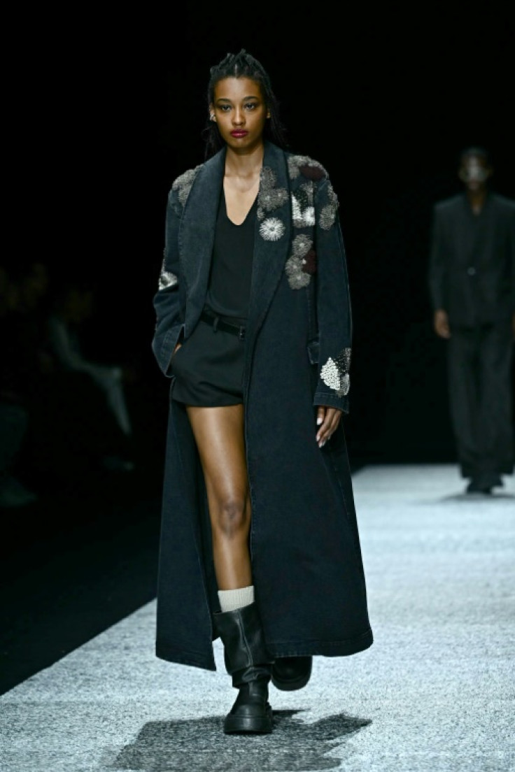 Mini-shorts were a feature of the lady's collection by Giorgio Armani