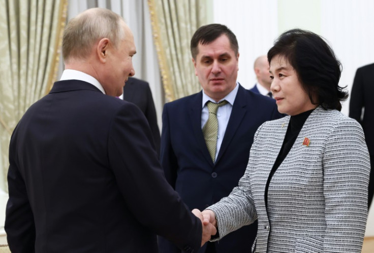 Vladimir Putin meets with North Korean Foreign Minister Choe Son Hui at the Kremlin on Tuesday