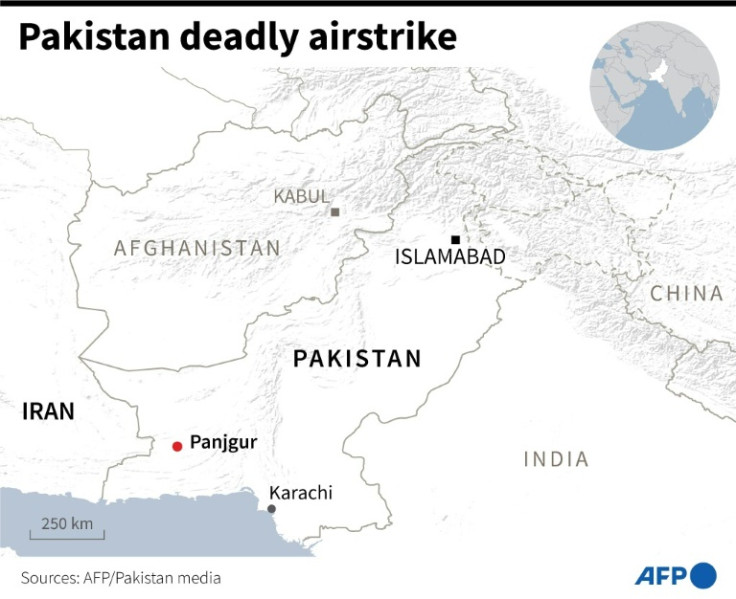 Map of Pakistan locating Panjgur in Balochistan province near where Iran launched a deadly airstrike on Tuesday, according to local media.