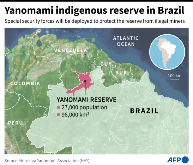 Map locating the Yanomami Indigenous reserve in Amazonian Brazil