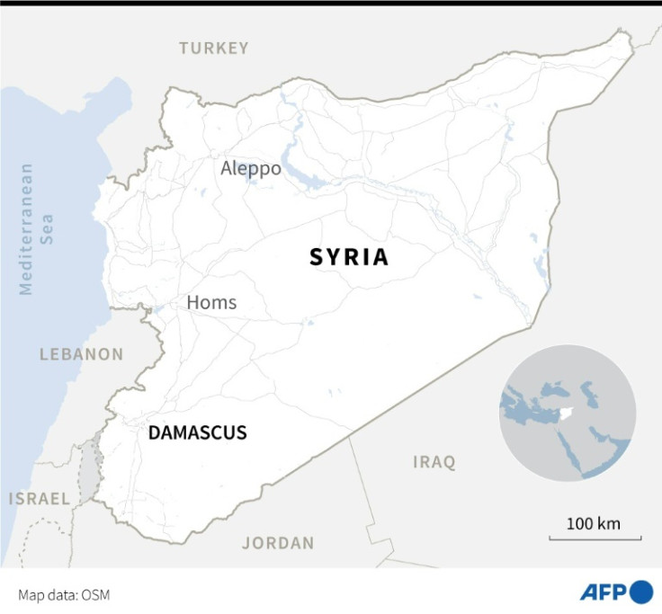 Map of Syria locating Damascus