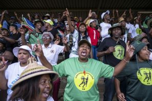 A small but enthusiastic crowd turned up at a rally to support a comeback by former South African president Jacob Zuma, barred by the constiutition from standing again