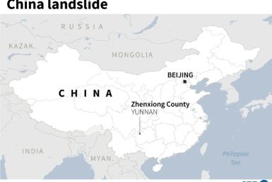 Map of China locating Zhenxiong County in southwestern Yunnan provice where dozens of people were buried in a landslide on Monday.