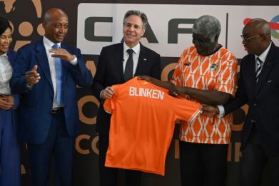 Blinken attended an African Cup of Nations match in Abidjan on Monday