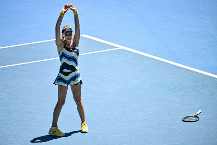 Ukraine's Dayana Yastremska celebrates after reaching the Australian Open semi-finals
