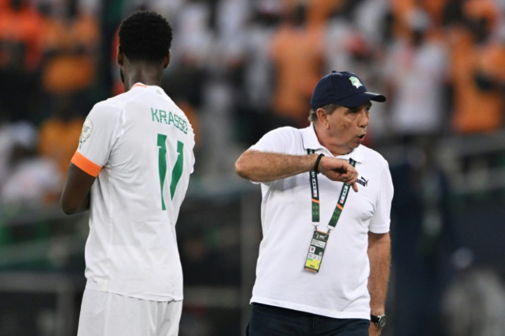 Jean-Louis Gasset (R) was sacked as Ivory Coast coach on Wednesday