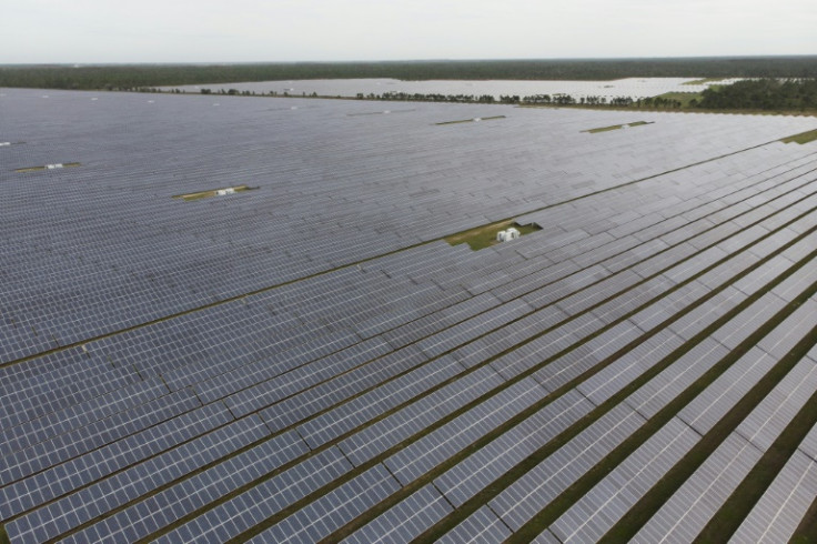A field of solar panels in Babcock Ranch, Florida in December 2023