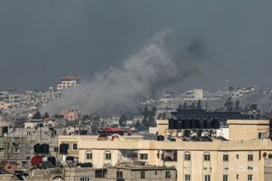 Smoke billows after an Israeli strike in Rafah in the southern Gaza Strip