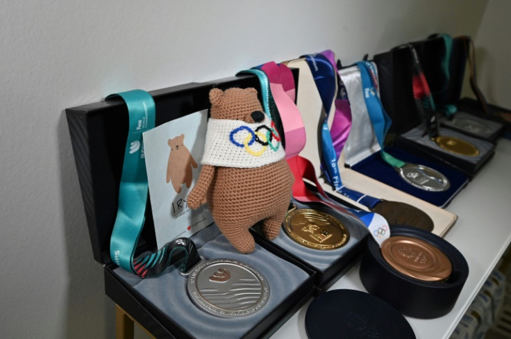 Maryna Aleksiiva's medals in her Kharkiv home