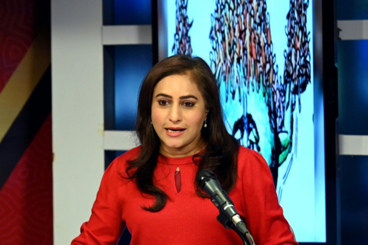 Munizae Jahangir, co-chair of the Human Rights Commission of Pakistan,  presents her current affairs television show in Islamabad on January 24