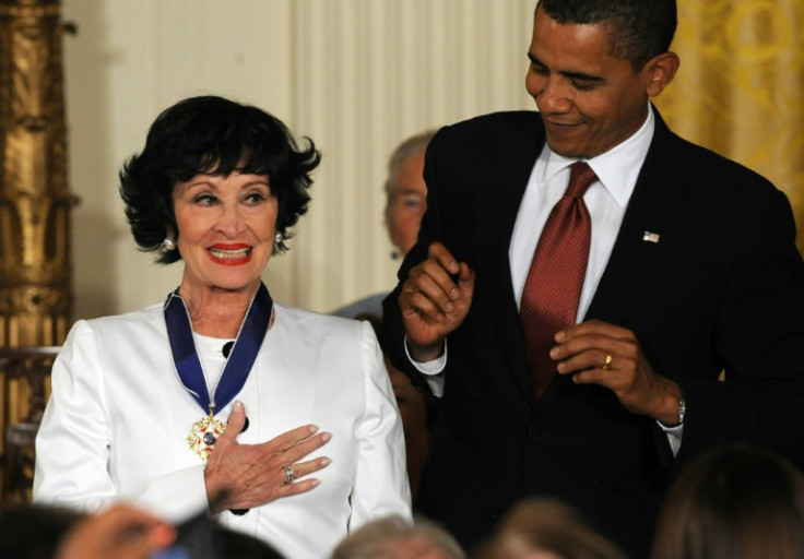 Then US president Barack Obama presents the Presidential Medal of Freedom to actress, singer and dancer Chita Rivera in 2009