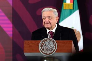 Mexican President Andres Manuel Lopez Obrador speaks during his morning press conference at the National Palace