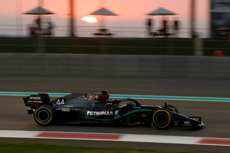 Lewis Hamilton in his Mercedes in Abu Dhabi on his way to the 2020 world championship - the last of his 7 titles