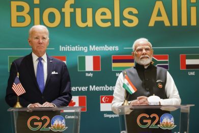 US President Joe Biden and Indian Prime Minister Narendra Modi meet at the G20 summit in New Delhi on September 9, 2023