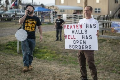 Demonstrators converged on the Cornerstone Childrens Ranch in Quemado, Texas on February 2, 2024 to demand tougher border security to halt an influx of migrants