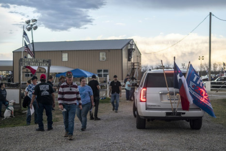 Participants in a 'Take our border back' convoy arrive at a ranch near Quemado, Texas on February 2, 2024