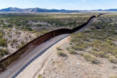 The US-Mexico border wall is seen in Sasabe, Arizona in December 2023