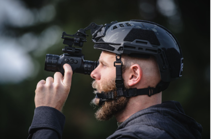 Head mounted compact thermal monocular