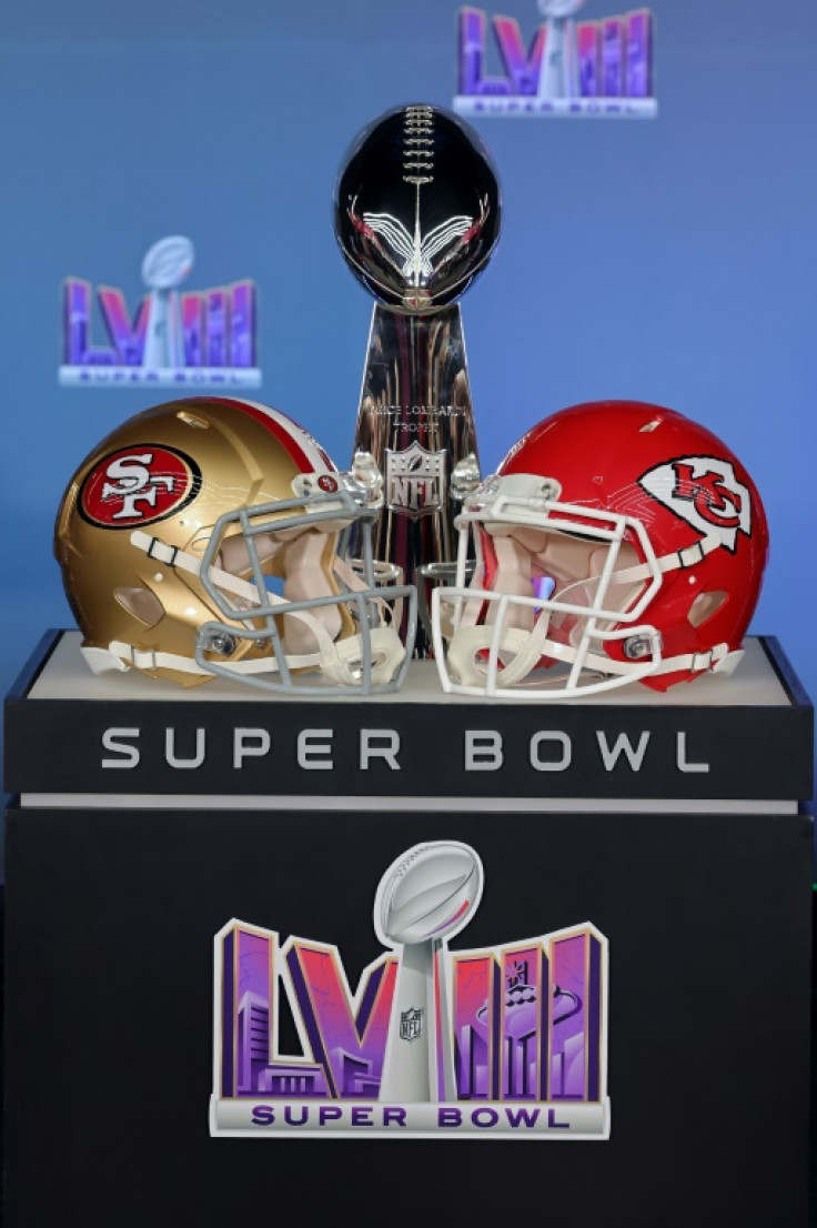 The Vince Lombardi Trophy on display ahead of Sunday's Super Bowl between Kansas City and San Francisco