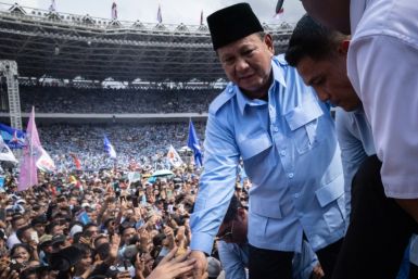 Indonesia's presidential front runner Prabowo Subianto addressed supporters at the country's national stadium in Jakarta