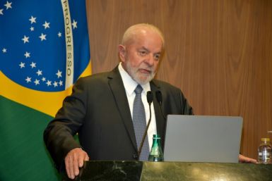 Brazilian President Luiz Inacio Lula da Silva speaks in Cairo during an Arab League meeting on the Israel-Hamas war
