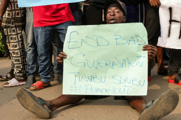 Demonstrators in the southern city Ibadan carryied signs that said 'End bad government', 'End food scarcity' and 'End Nigerian hardship'