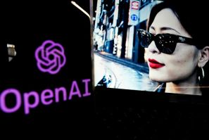 A video created by Open AI's newly released text-to-video 'Sora' tool plays on a monitor