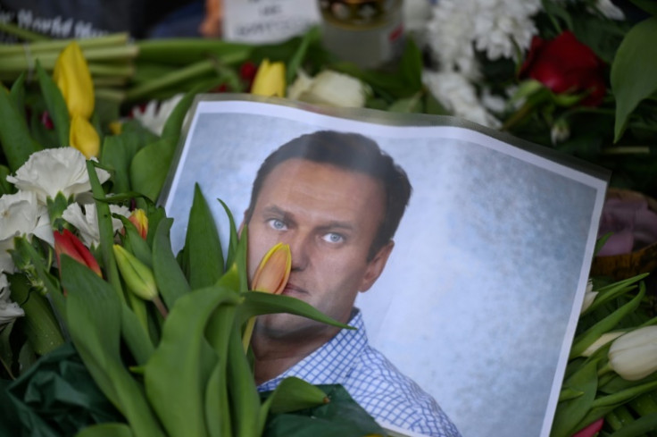 A makeshift memorial to Alexei Navalny in Frankfurt, Germany