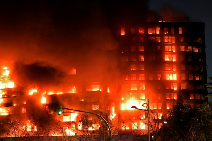 The fire erupted in a 14-storey building in Spain's eastern port city of Valencia