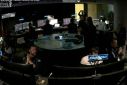 This frame grab from Nasa, shows the control room of Intuitive Machines as the Intuitive Machines' Odysseus lunar lander touches down on the moon