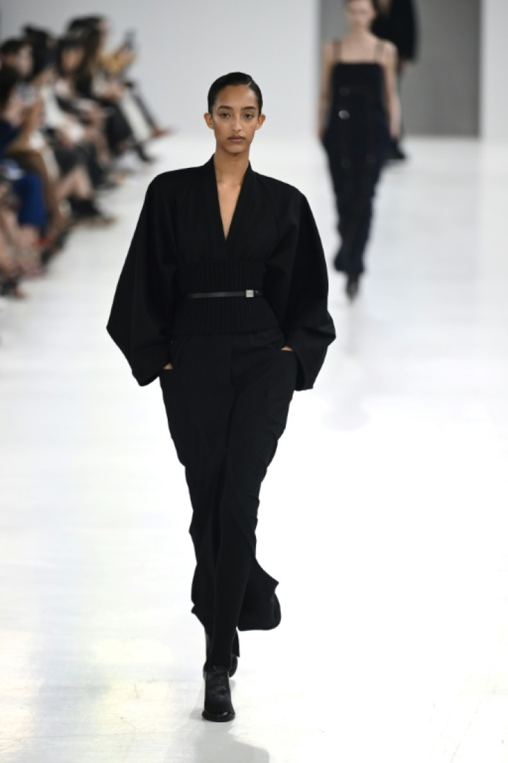 Navy and black featured prominently in the Max Mara collection from designer Ian Griffiths