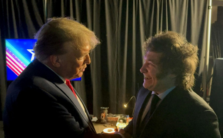 Donald Trump (left) and Javier Milari (right) met behind the scenes at the Conservative Political Action Conference
