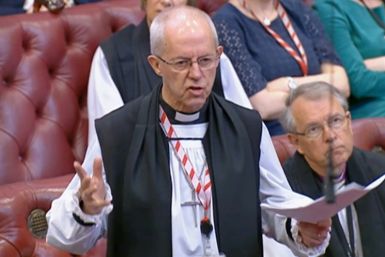 The Archbishop of Canterbury Justin Welby, seen here speaking in the House of Lords, called the Rwanda bill "damaging"