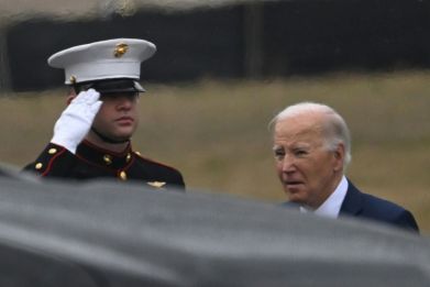 US President Joe Biden arrives at Walter Reed Army Medical Center in Bethesda, Maryland, for his routine annual physical, on February 28, 2024.