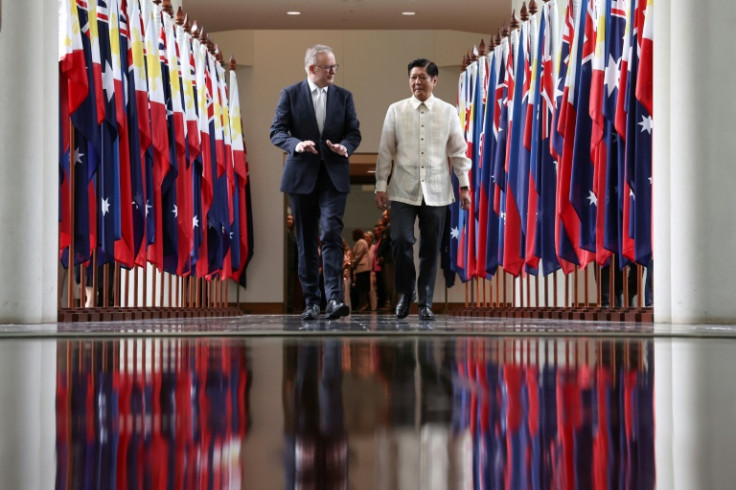 Australian Prime Minister Anthony Albanese (L), seen here with Philippine counterpart Ferdinand Marcos Jr. on Thursday, said the two countries were strategic partners
